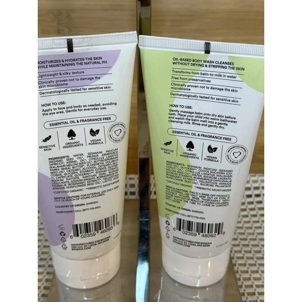 BioGaia Skincare Gentle Balm-to-Milk Body Wash & Soothing Face Body Lotion 180ml